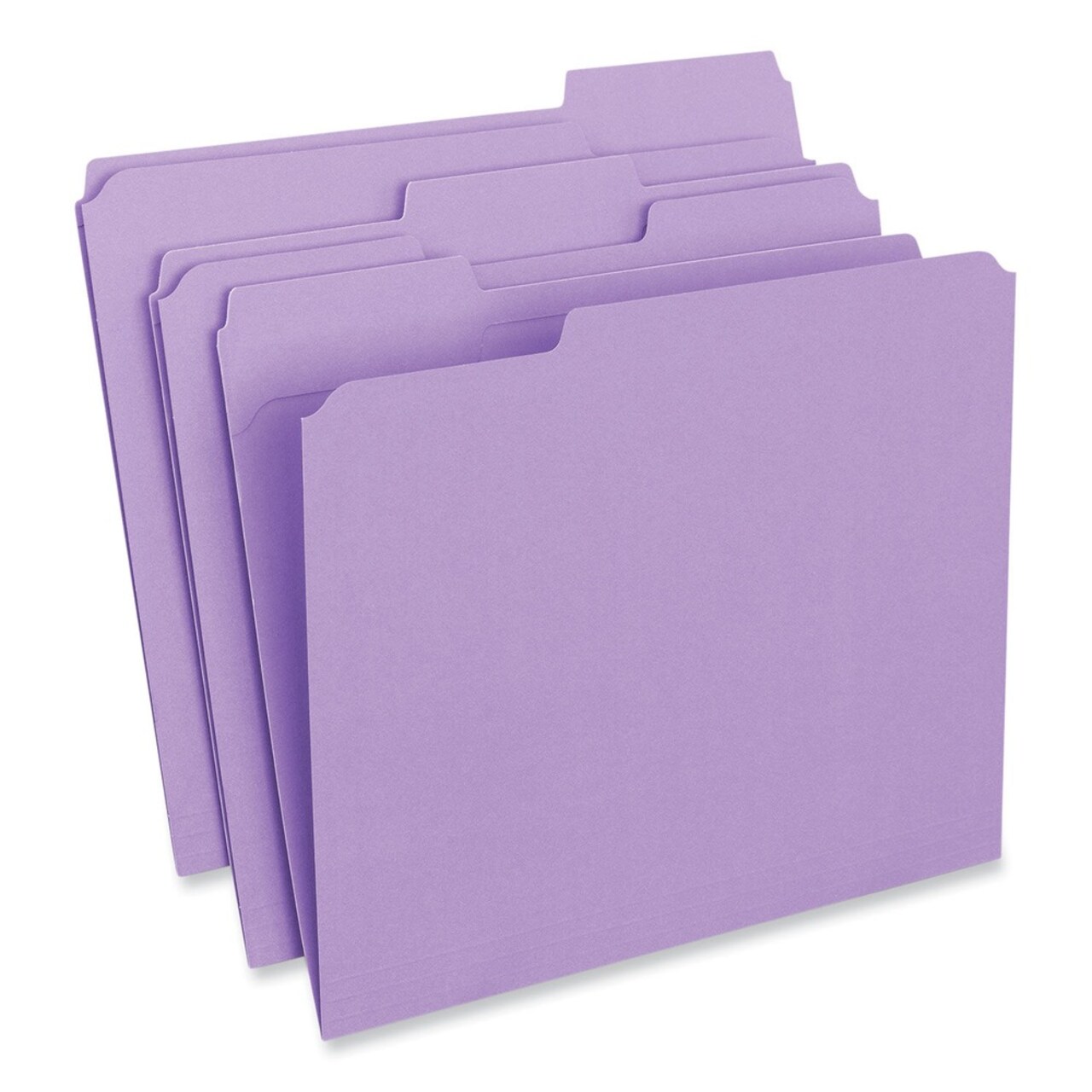 Universal Reinforced 1/3-Cut Assorted Top-Tab File Folders - Letter Size, Violet (100/Box)